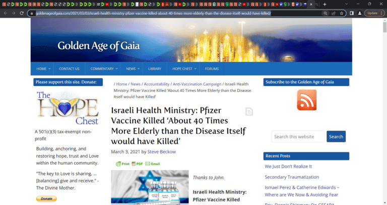 Israeli report: "the mRNA experimental vaccine from Pfizer killed “about 40 times more (elderly) people than the disease itself would have killed” during a recent five-week vaccination period" - geopolitic