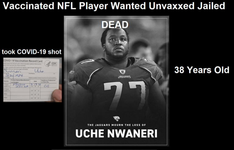 Vaccinated NFL Player Wanted Unvaxxed Jailed – Died Unexpectedly at Age 38