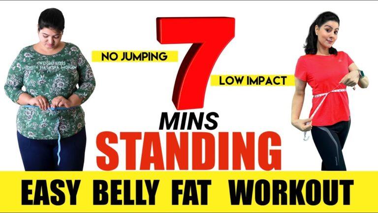 7 Mins Easy Standing Abs Workout For Beginners To Lose Belly Fat At Home | Belly Fat Exercises