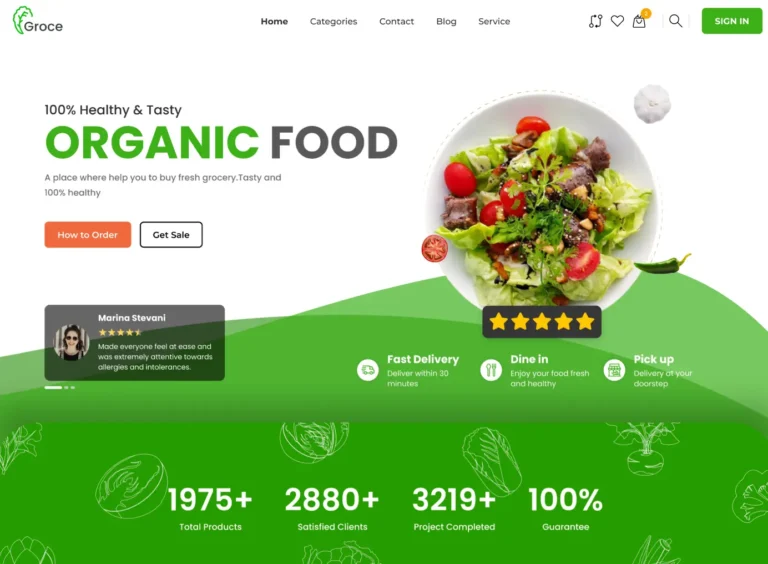 Free Organic Food Landing Page Template - TitanUI