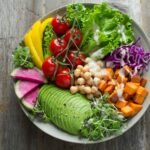 Colorful bowl of fresh vegetable salad