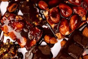 Dark chocolate with almonds and nuts, both rich in magnesium