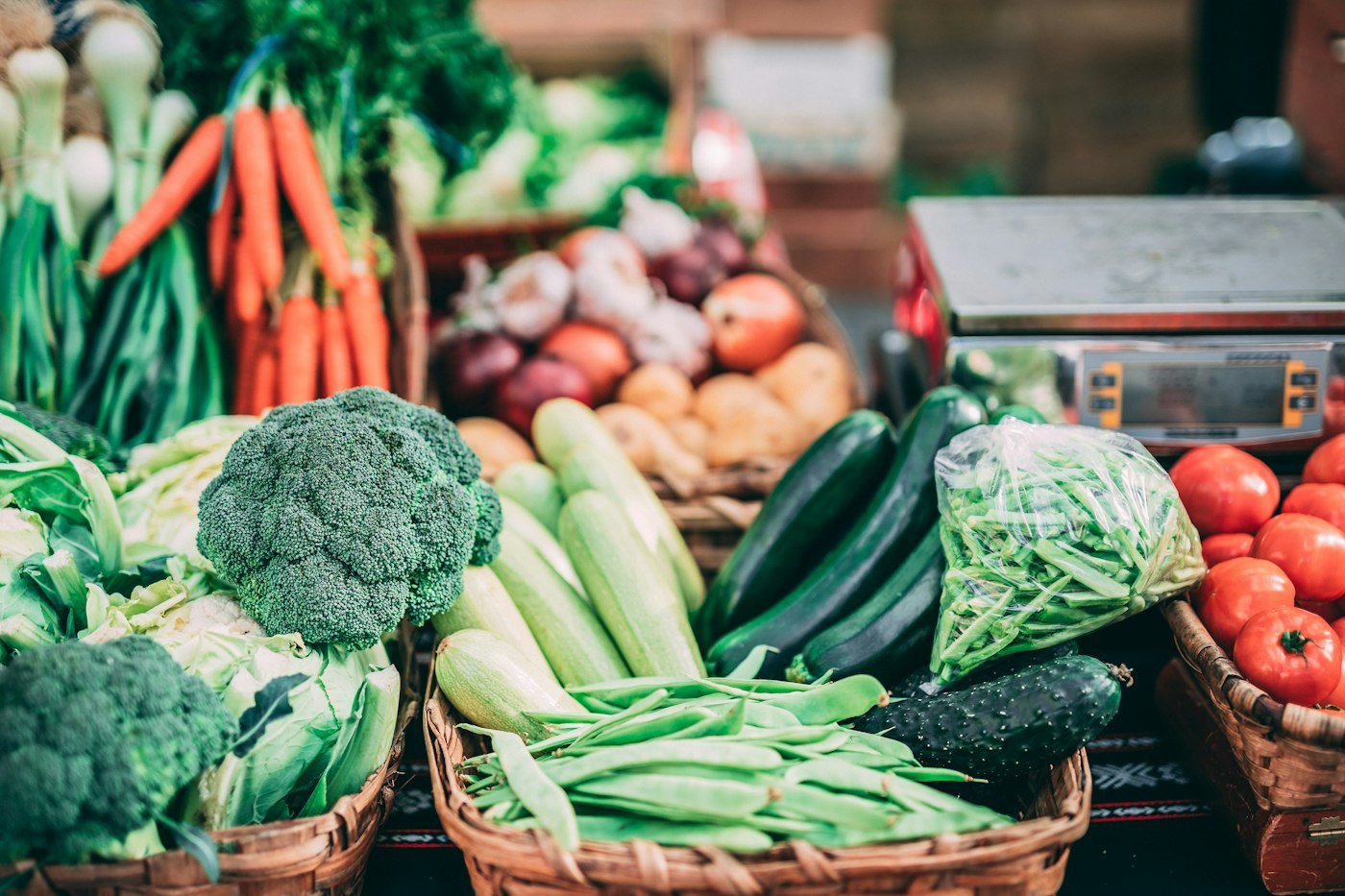 Assortment of fresh vegetables and fruits