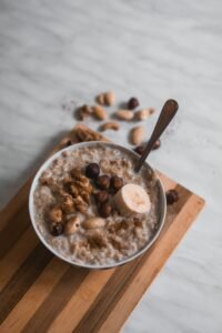 Bowl of oatmeal, a natural source of gel-forming beta-glucan fiber